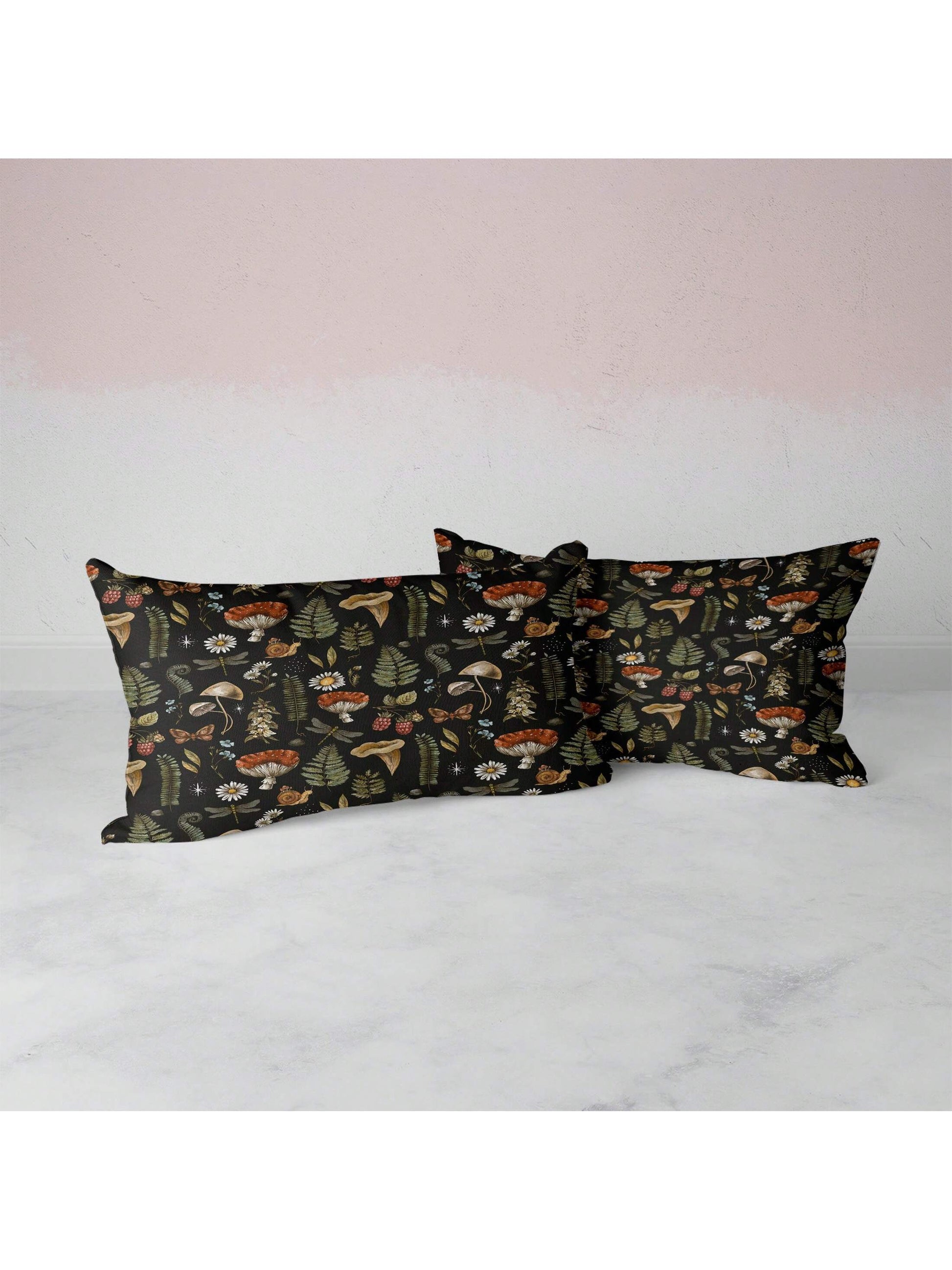 3Pcs Polyester Mushroom Forest & Floral Print Bedding Set, Suitable for Bedroom and Guest Room. Soft & Comfortable Duvet Cover Set, Ideal Gift for Family and Friends (1*Duvet Cover + 2*Pillow Shams, No Filler)