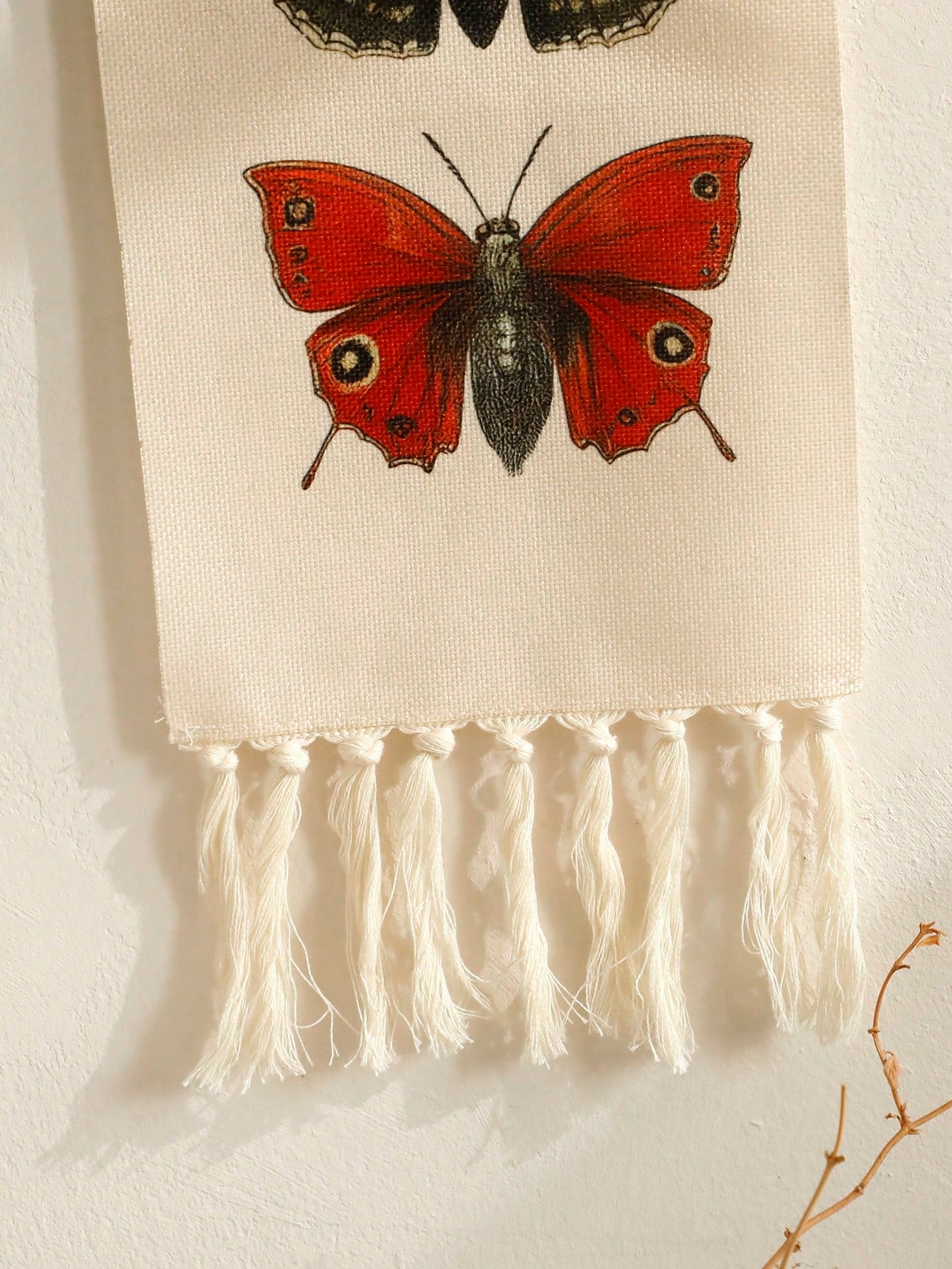 1Pc Vintage Butterfly Tapestry Wall Hanging with Tassels – Insect Moth Specimen Print Banner for Boho Botanical Home Decor, Nature Theme Wall Art for Bedroom Living Room Gallery Classroom