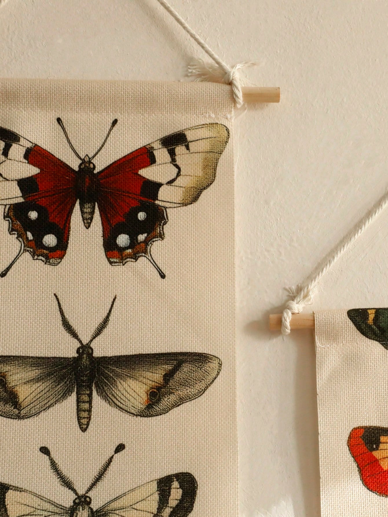 1Pc Vintage Butterfly Tapestry Wall Hanging with Tassels – Insect Moth Specimen Print Banner for Boho Botanical Home Decor, Nature Theme Wall Art for Bedroom Living Room Gallery Classroom